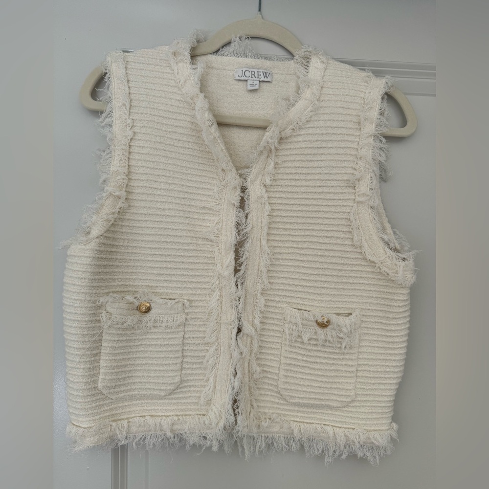 J.Crew Cream Textured Boucle Vest- Size S